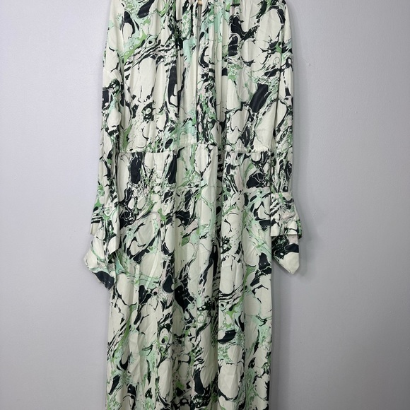 Asos Maxi Dress Size 10 Green Marble Print High Neck Tiered BNWT - Picture 9 of 13